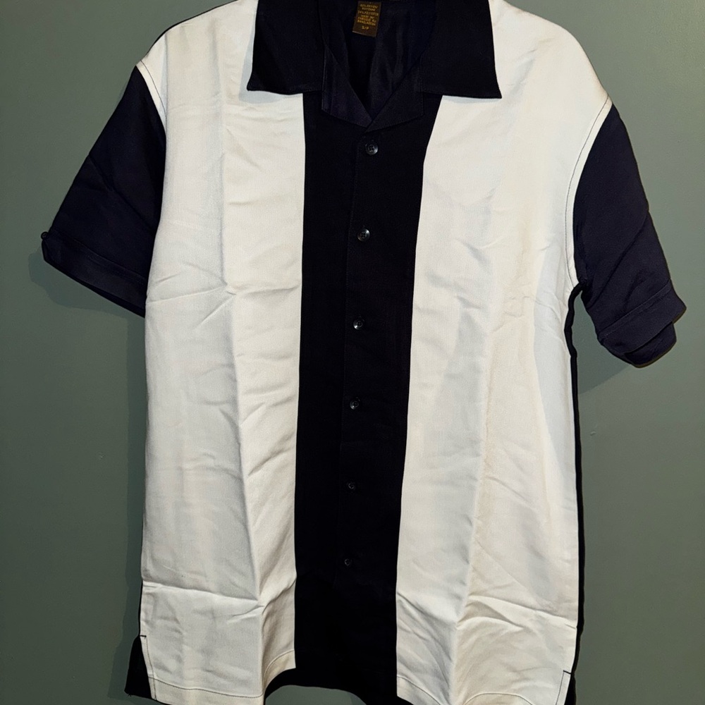Classic Navy and White Men's Button Down Shirt